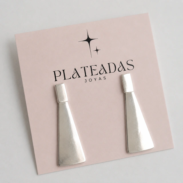 Aros de plata colgantes rectangular