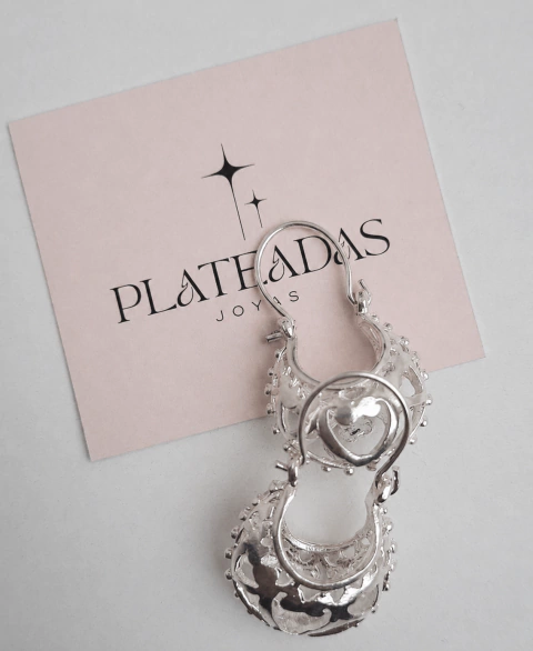 Aros de plata colgantes rectangular