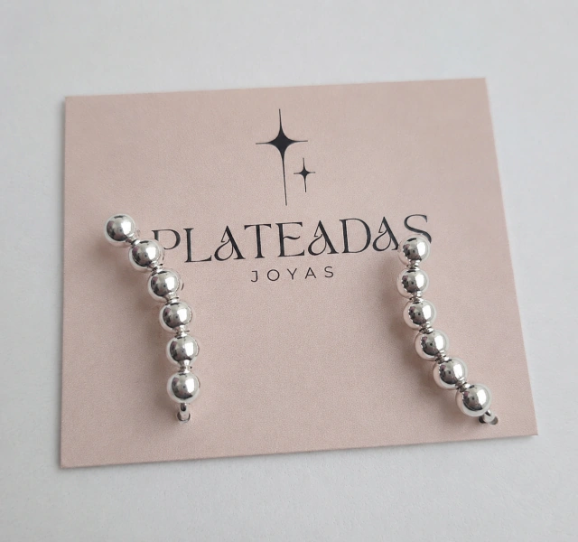 Aros de plata trepadores bolitas