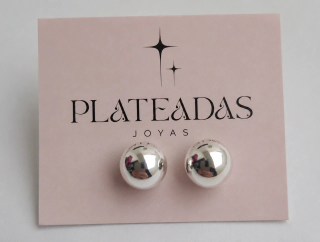 Aros de plata bolita clasica