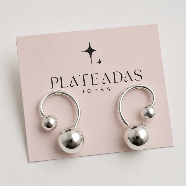 Aros de plata dos bolitas