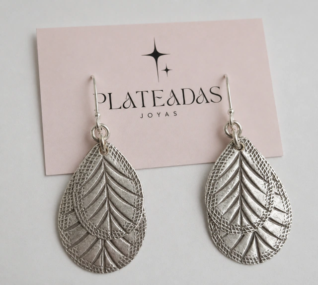Aros de plata colgantes elegante hojas