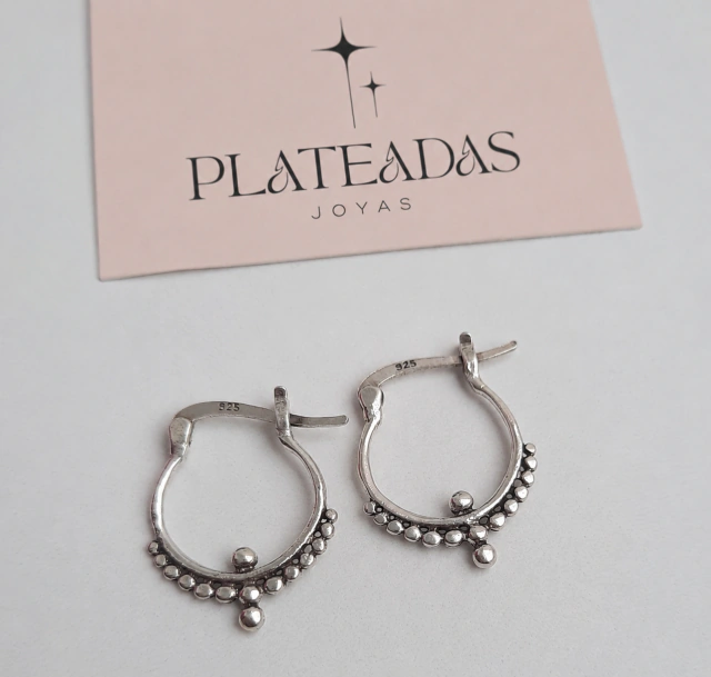 Aros de plata bali mandala minimalista