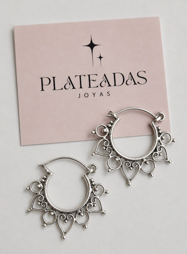 Aros de plata bali mandala