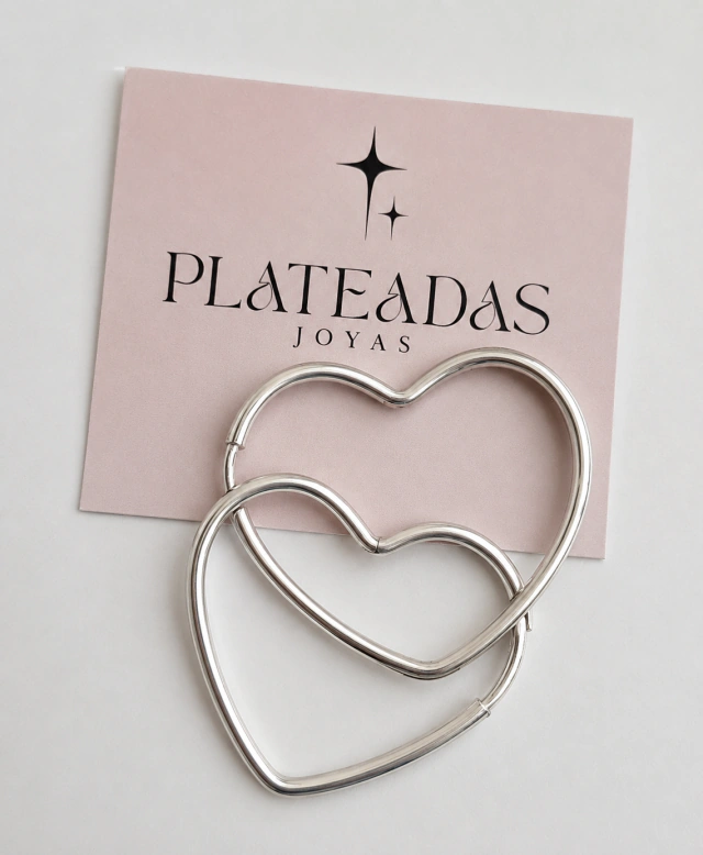 Aros de plata corazón