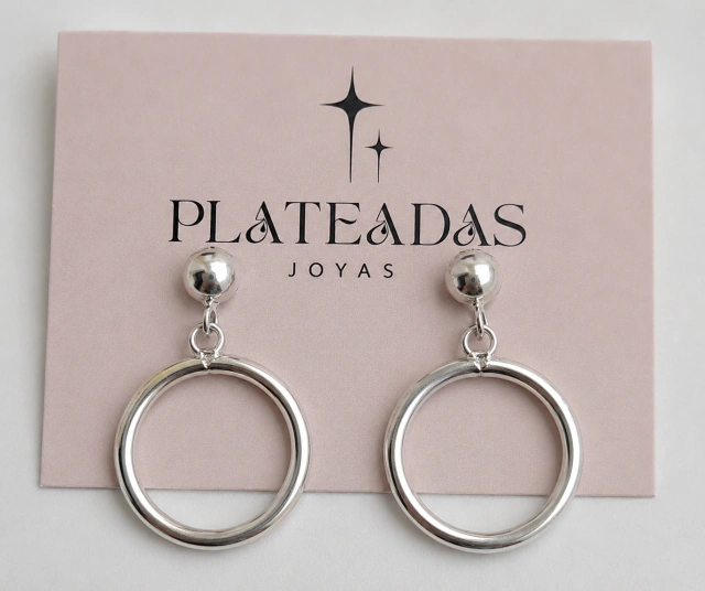 Aros de plata bolita y argolla colgante