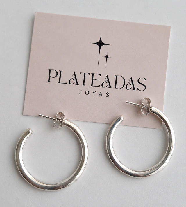 Aros de plata media argolla