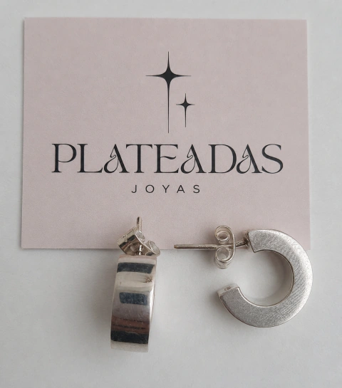Aros de plata corazón doble