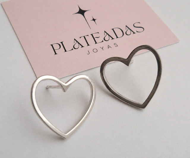 Aros de plata corazón