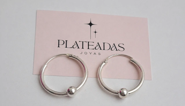 Aros de plata Aros de plata argollas bolita fija