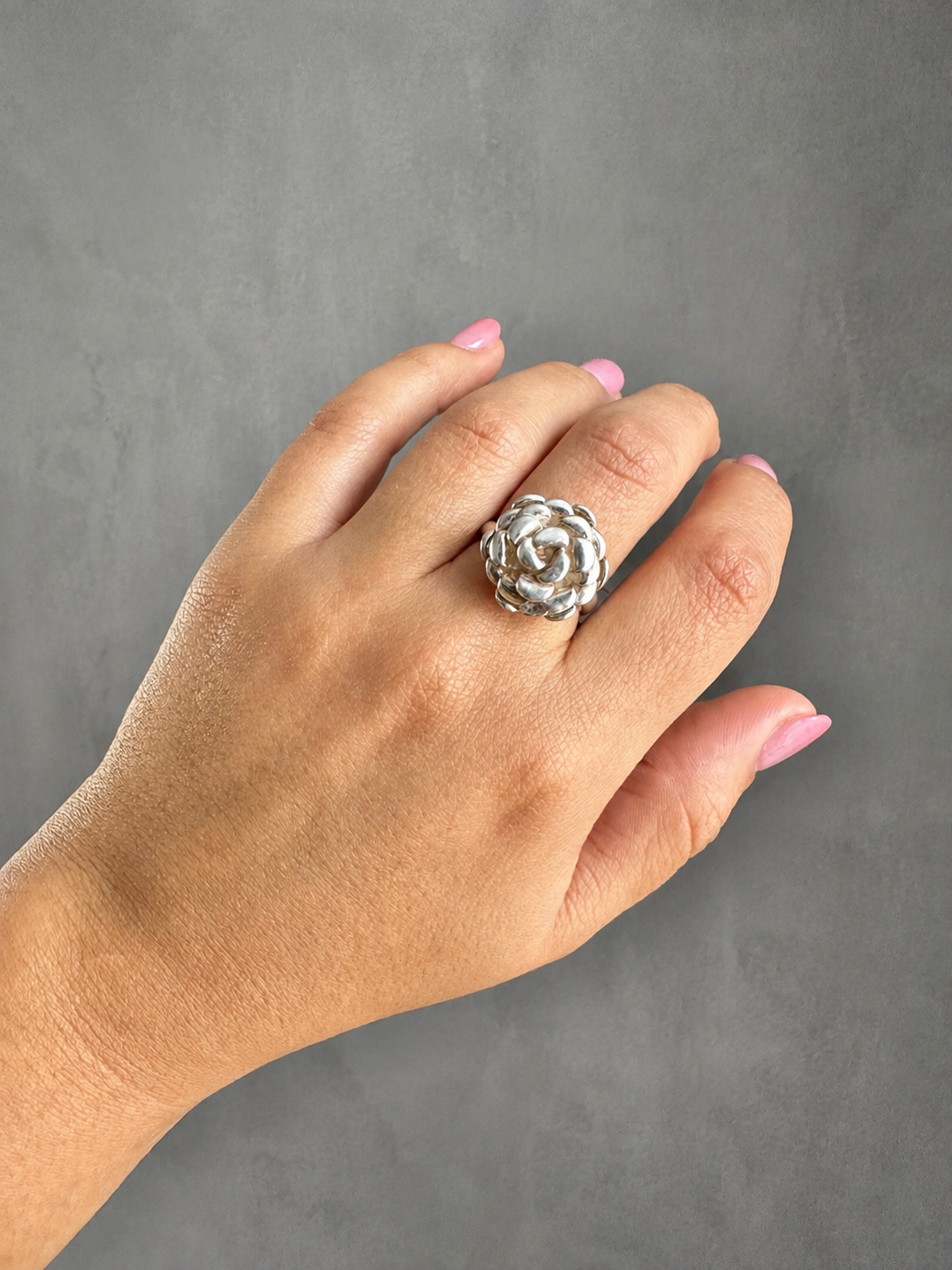 Anillo de plata inflada rosa