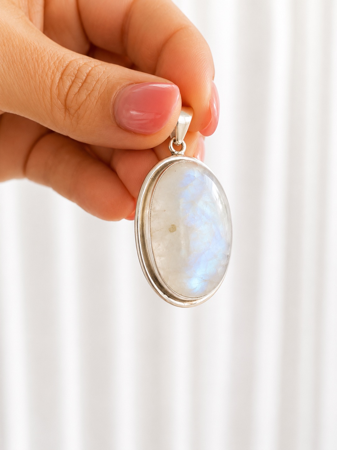 Dije de plata piedra natural luna 