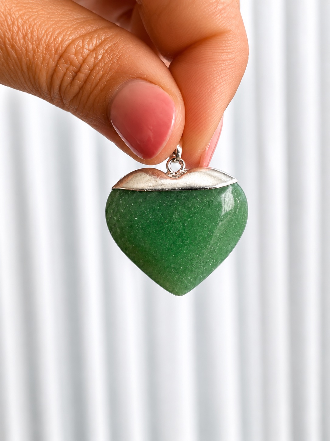 Dije corazón Cuarzo verde piedra natural 