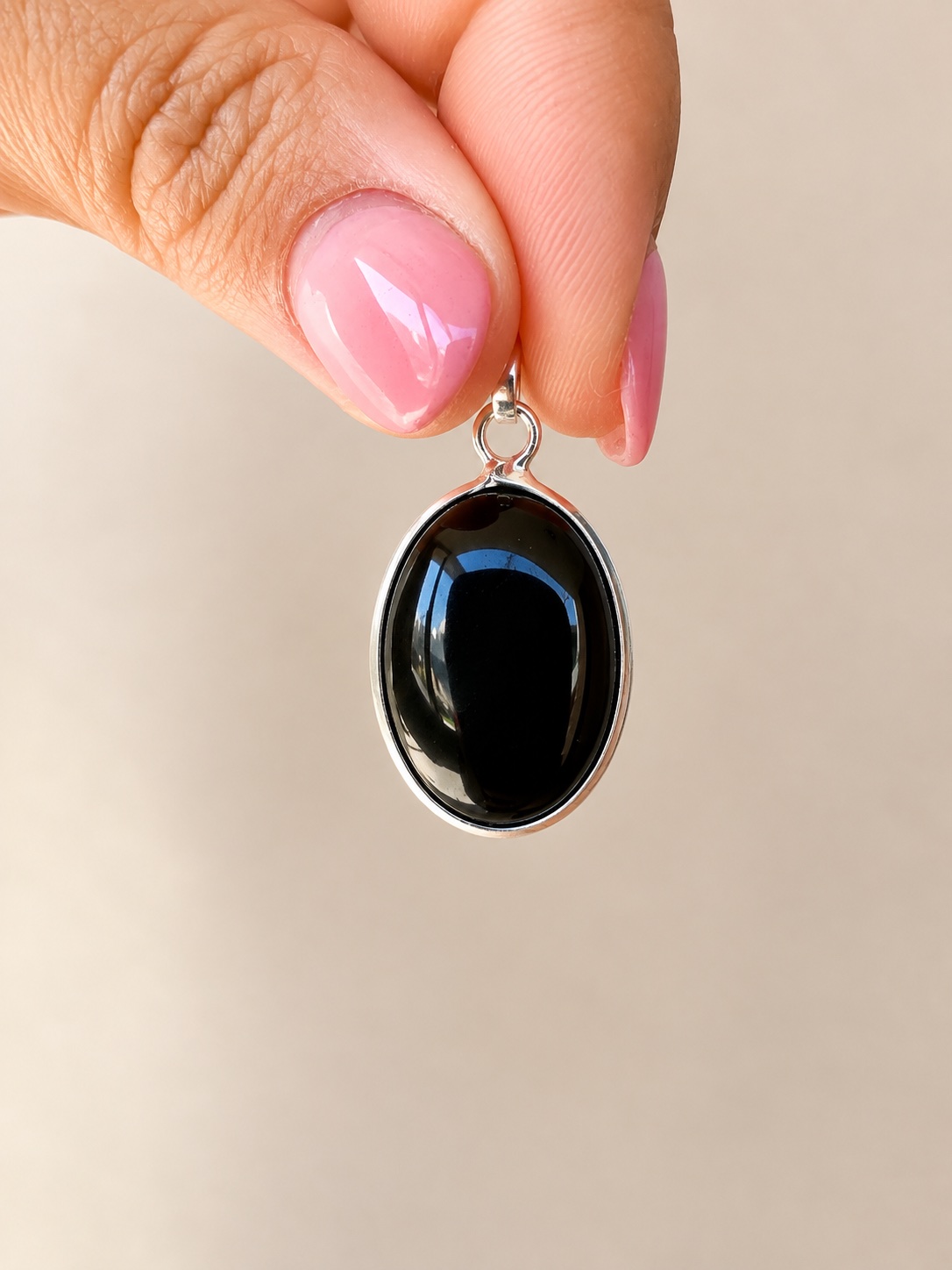 Dije Obsidiana negra ovalada piedra natural