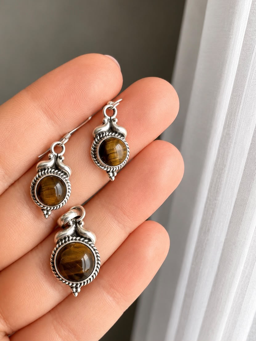 Conjunto Ojo de Tigre piedra natural 