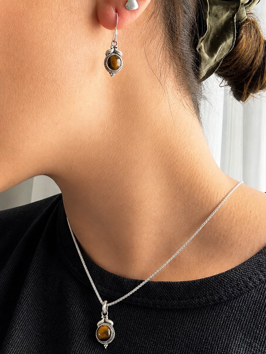 Conjunto Ojo de Tigre piedra natural  — foto 2