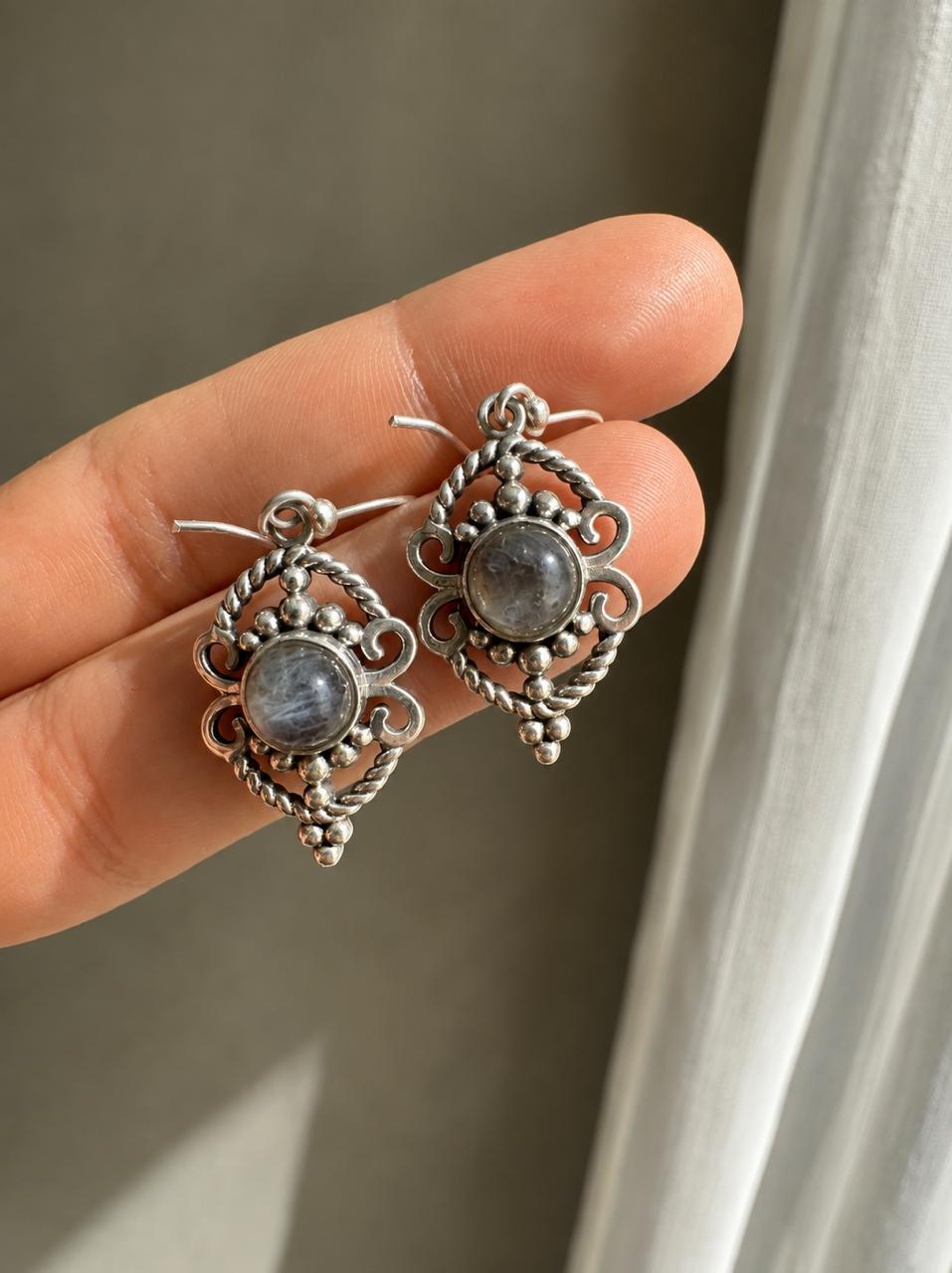 Aros de plata colgantes piedra natural Labradorita — foto 2
