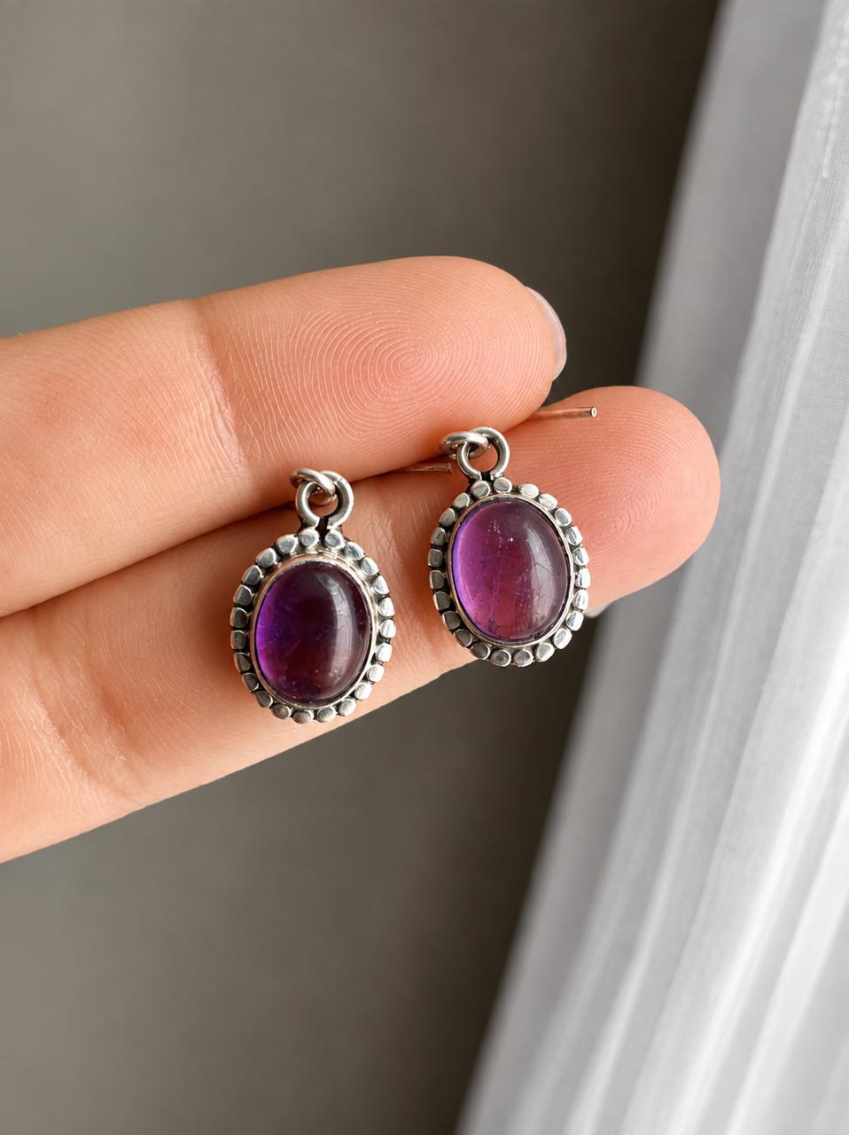 Aros de plata colgantes Amatista 