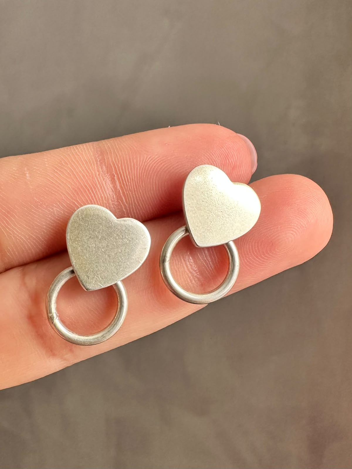 Aros de plata corazón argolla colgante