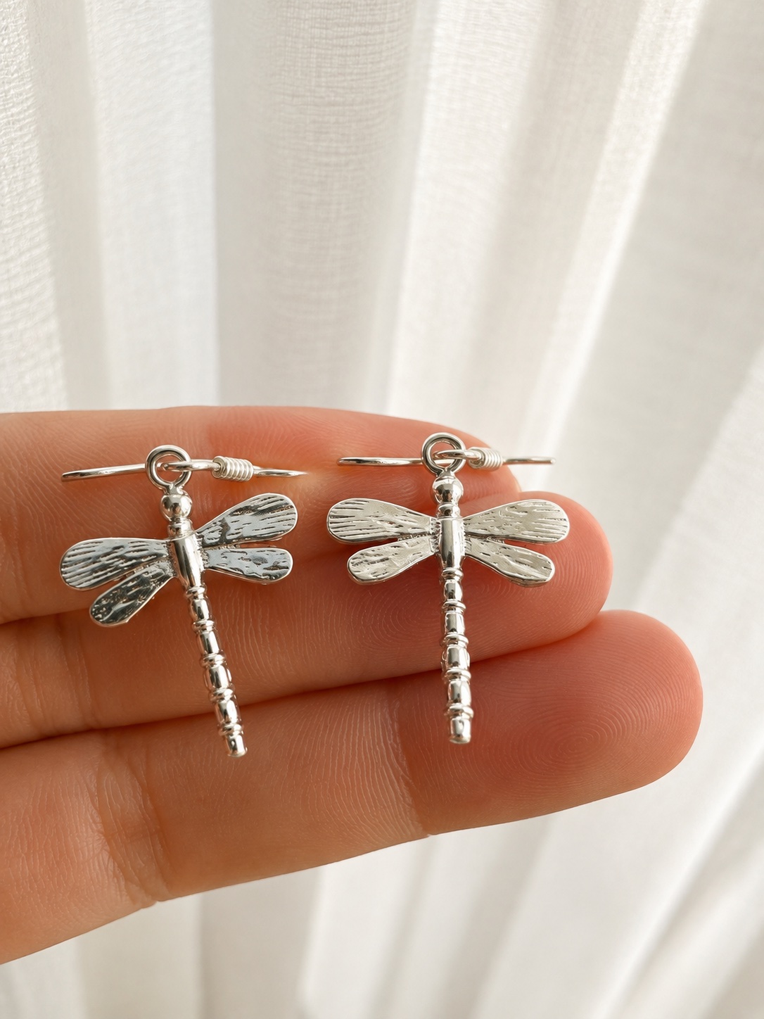 Aros de plata colgante libélula — foto 2