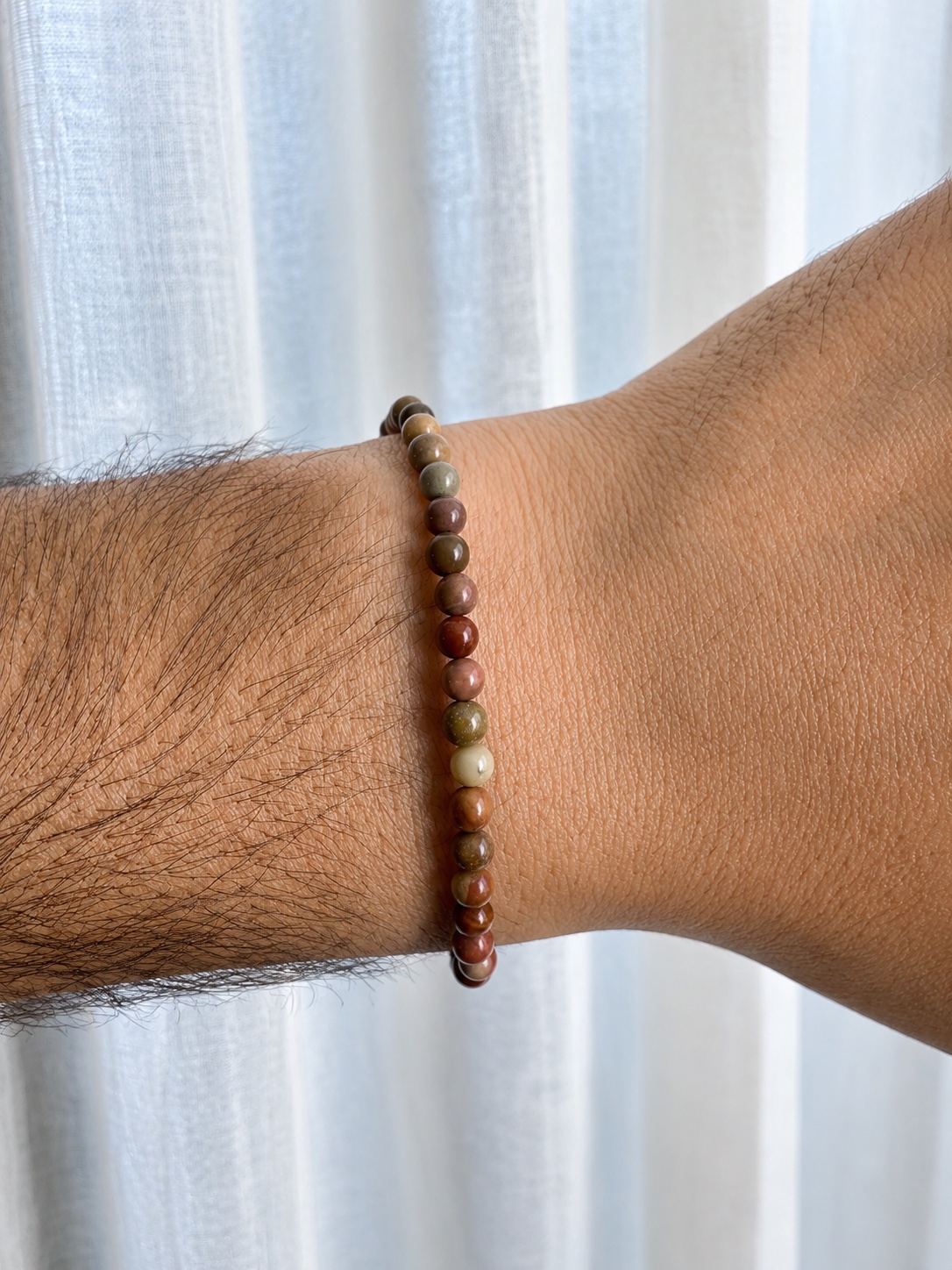 Pulsera de plata y piedra natural Jaspe Mookaita