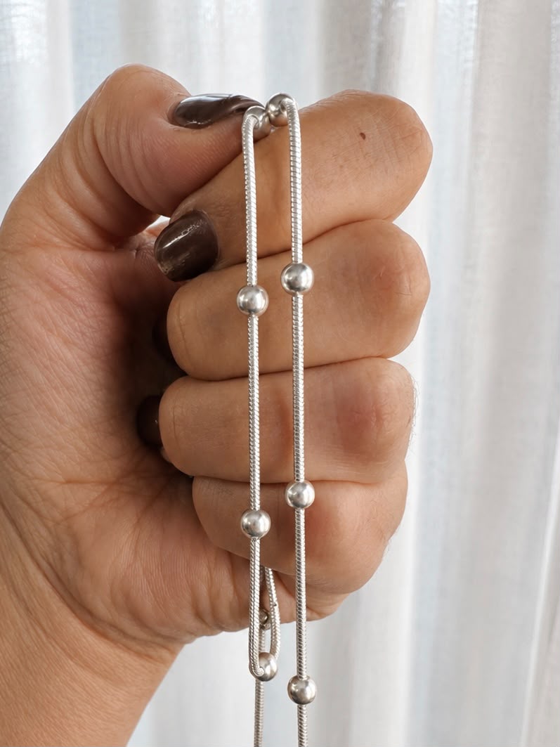 Cadena de plata bolitas  — foto 2