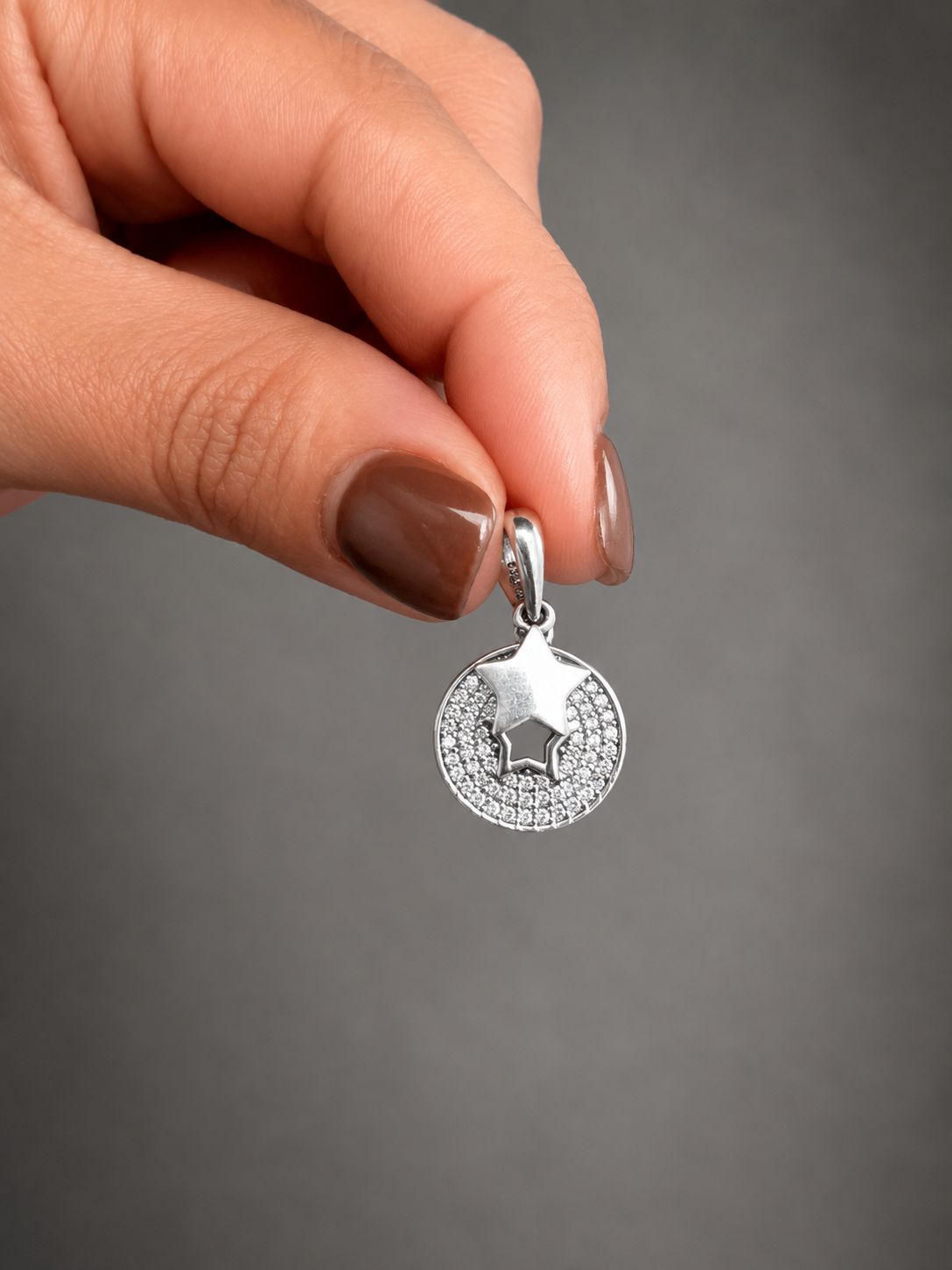Dije de plata pandora piedra estrella
