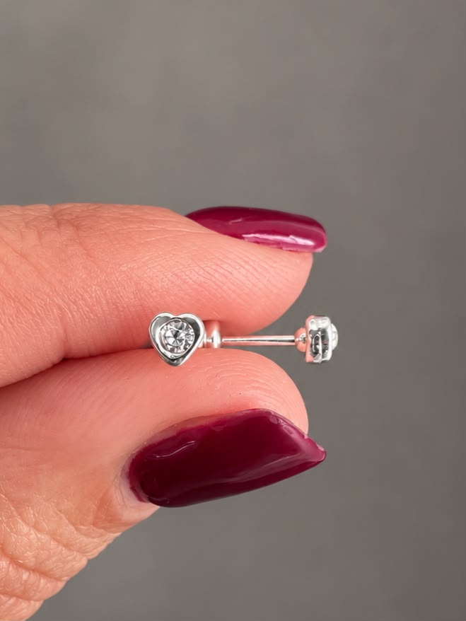 Aro abridor de plata corazón mini con brillo