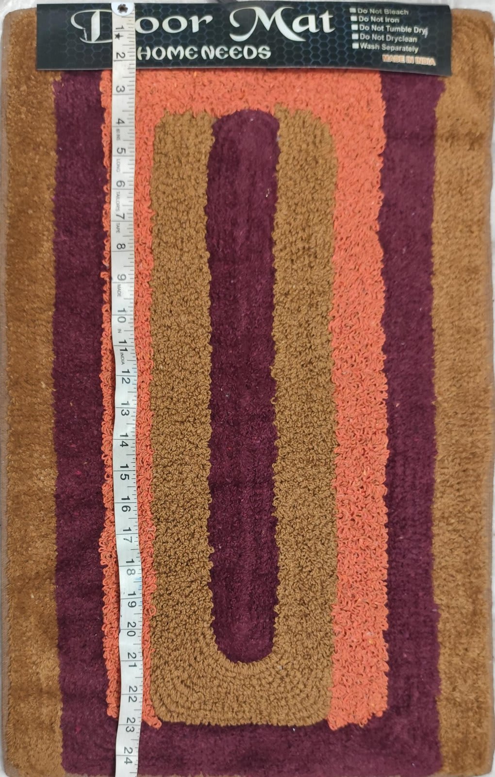 मल्टीकलर स्ट्राइप्ड कॉटन डोरमैट 15x24 इंच - कोरल पर्पल - photo 2