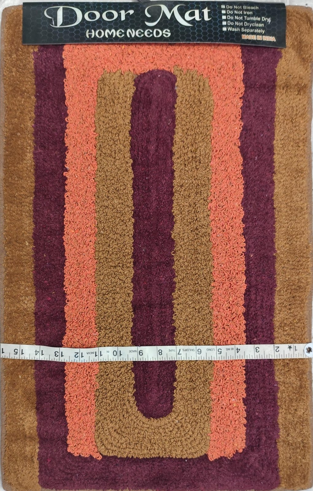 मल्टीकलर स्ट्राइप्ड कॉटन डोरमैट 15x24 इंच - कोरल पर्पल - photo 3