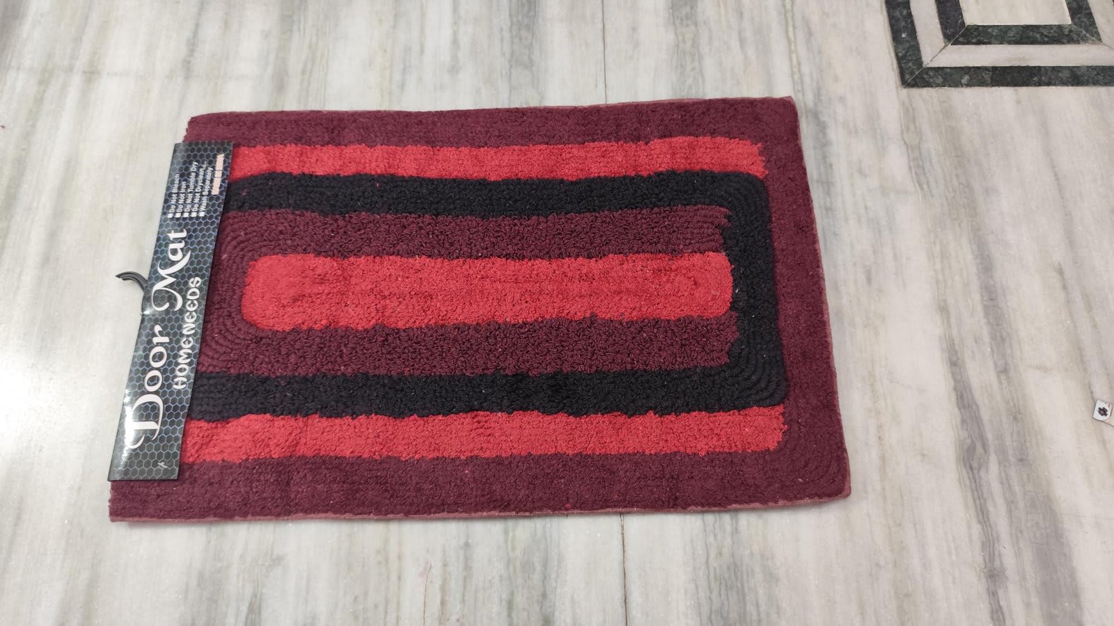 Antique Striped Cotton Doormat 15x24 Inches - Maroon