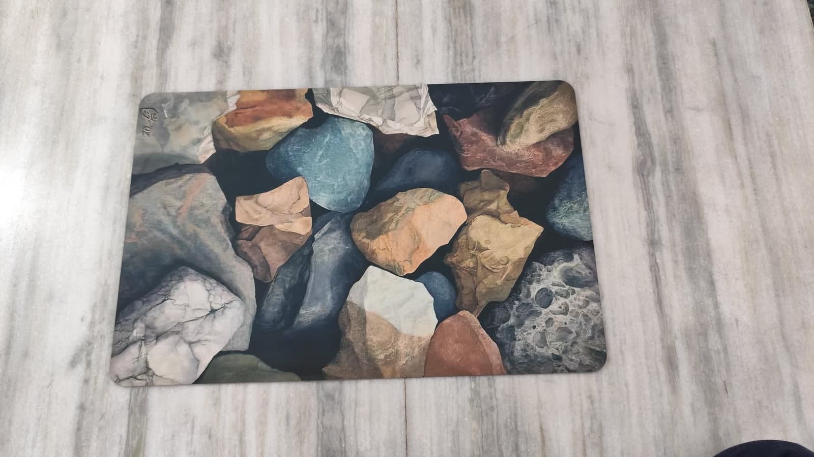 River Stones Print Anti-Slip Doormat 15x22 Inches