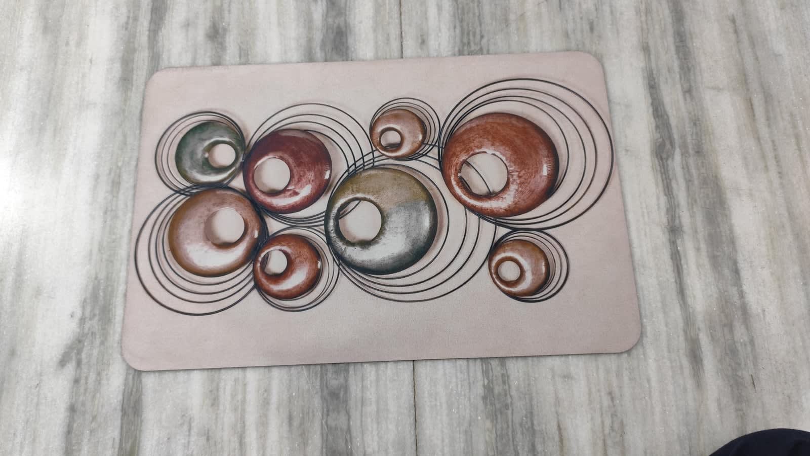 Ceramic Rings Print Anti-Slip Doormat 15x22 Inches