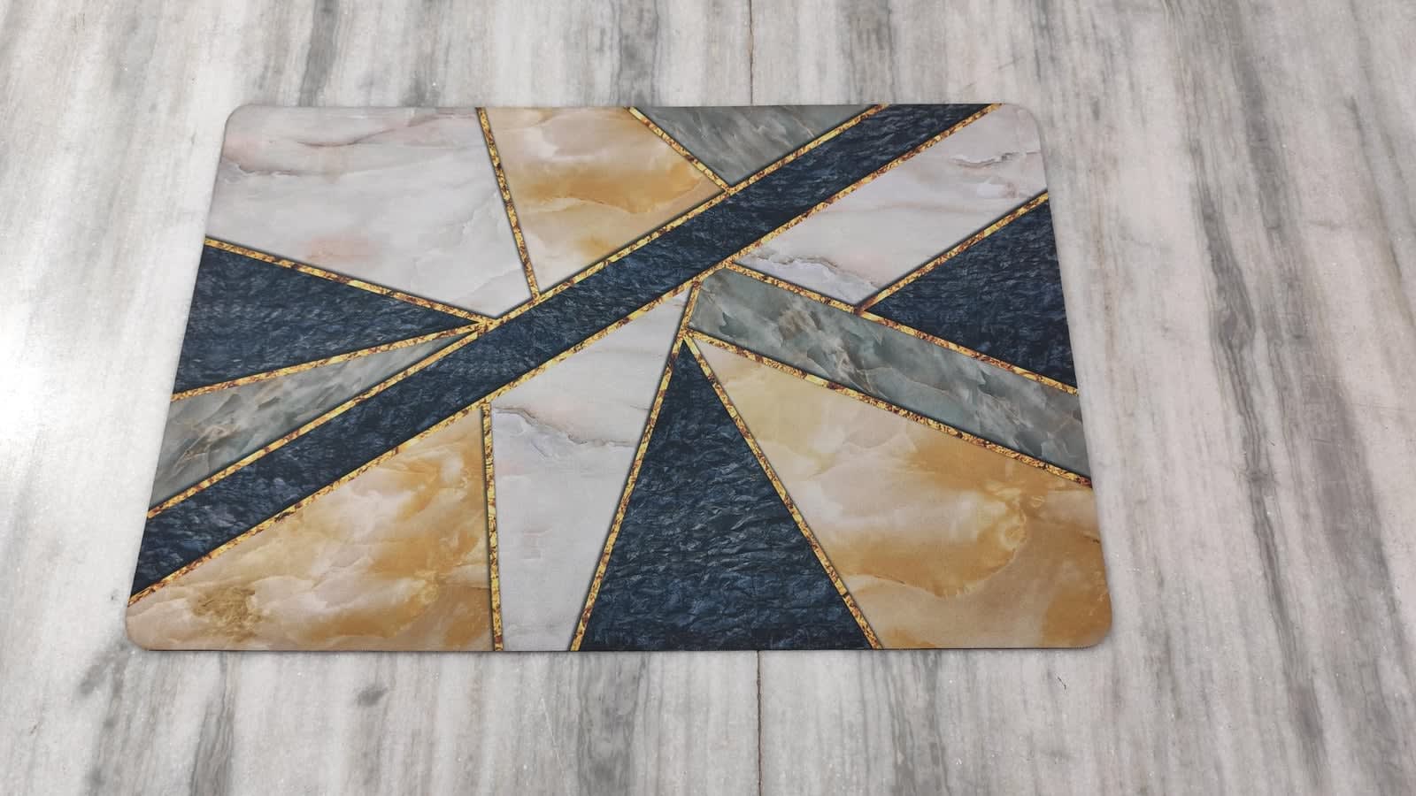 Amber Marble Geometric Anti-Slip Doormat 15x22 Inches
