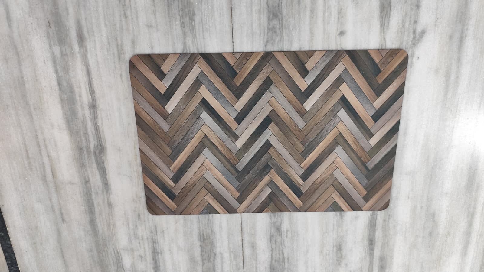 Herringbone Wood Print Anti-Slip Doormat 15x22 Inches