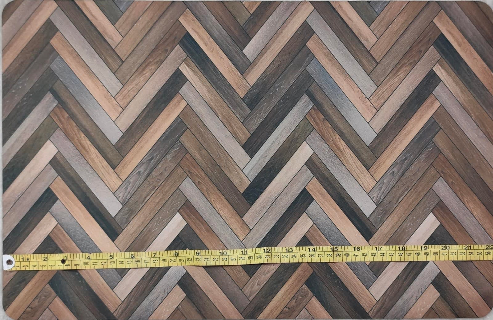 हेरिंगबोन वुड प्रिंट एंटी-स्लिप डोरमैट 15x22 इंच - photo 3