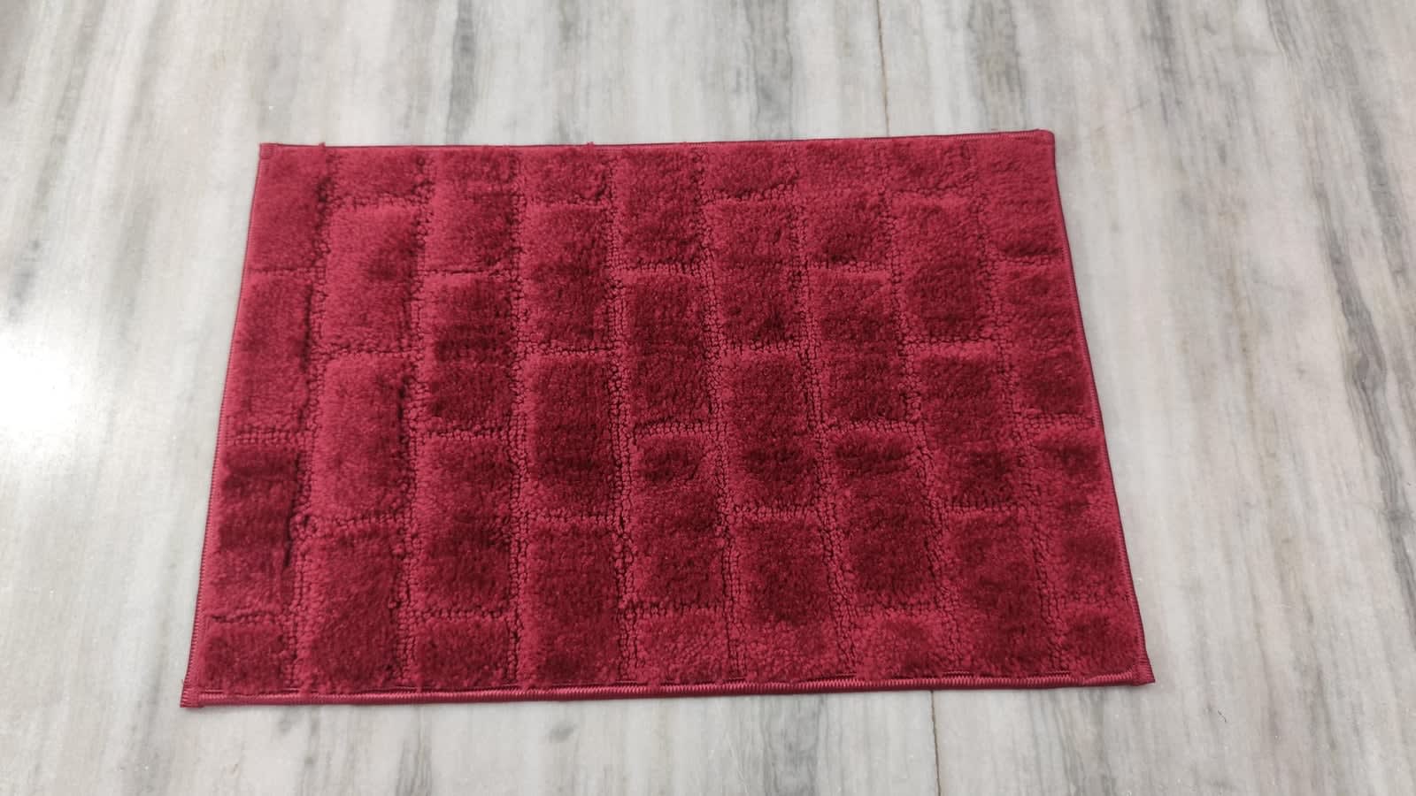 Bricks Design Cotton Doormat 15x22 Inches - Maroon/Red