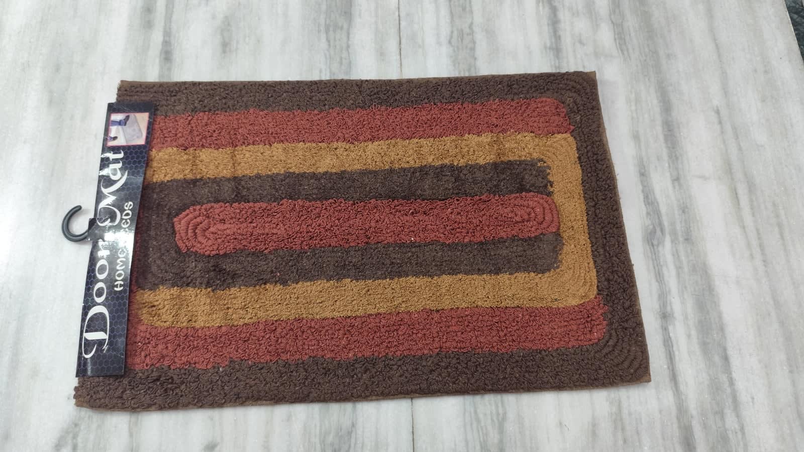 Multicolour Striped Cotton Doormat 16x24 Inches - Brown