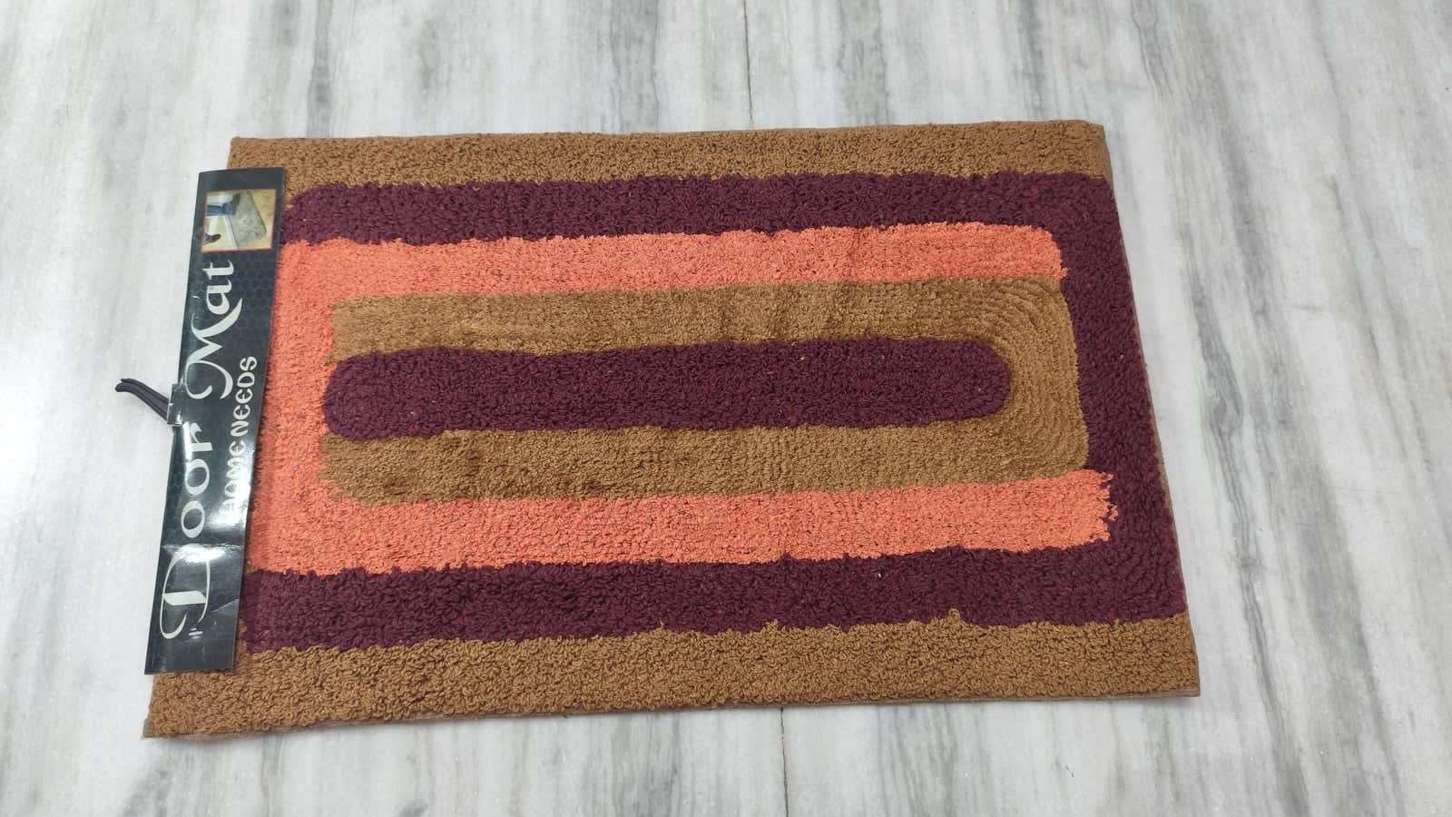 Multicolour Striped Cotton Doormat 15x24 Inches - Coral Purple