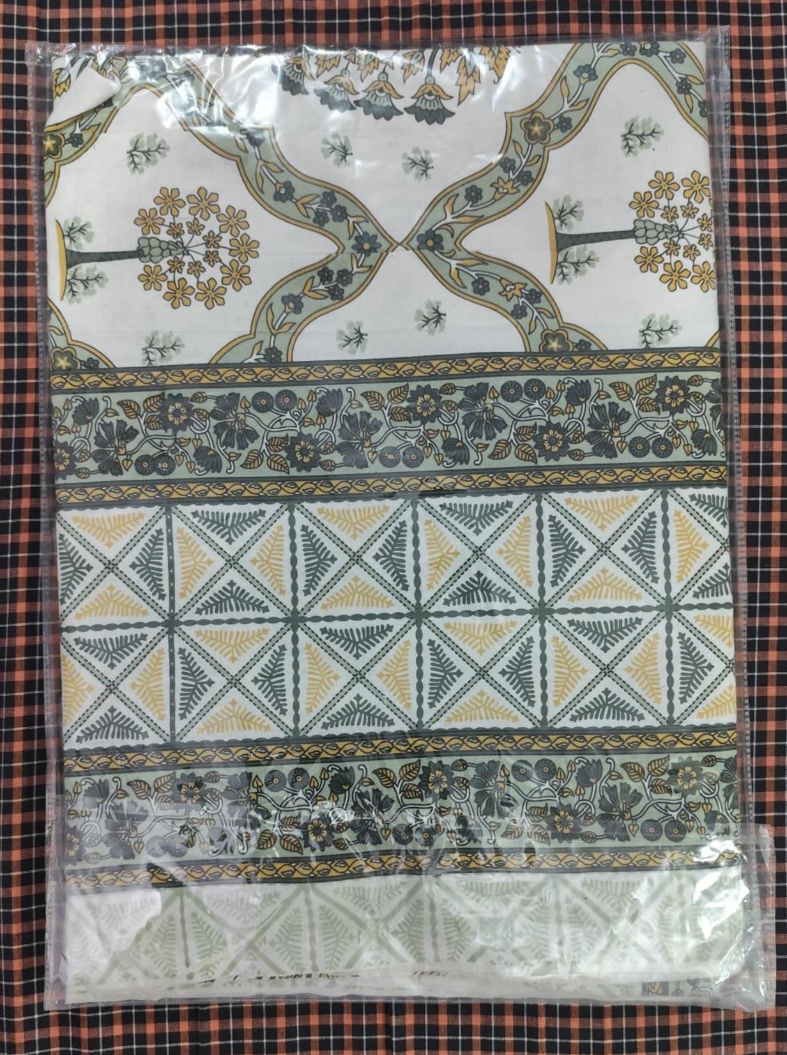 जयपुरी फ्लोरल प्रिंट कॉटन डबल बेडशीट, 93x108 इंच, 2 तकिए के कवर सहित - रस्ट ऑरेंज - photo 1