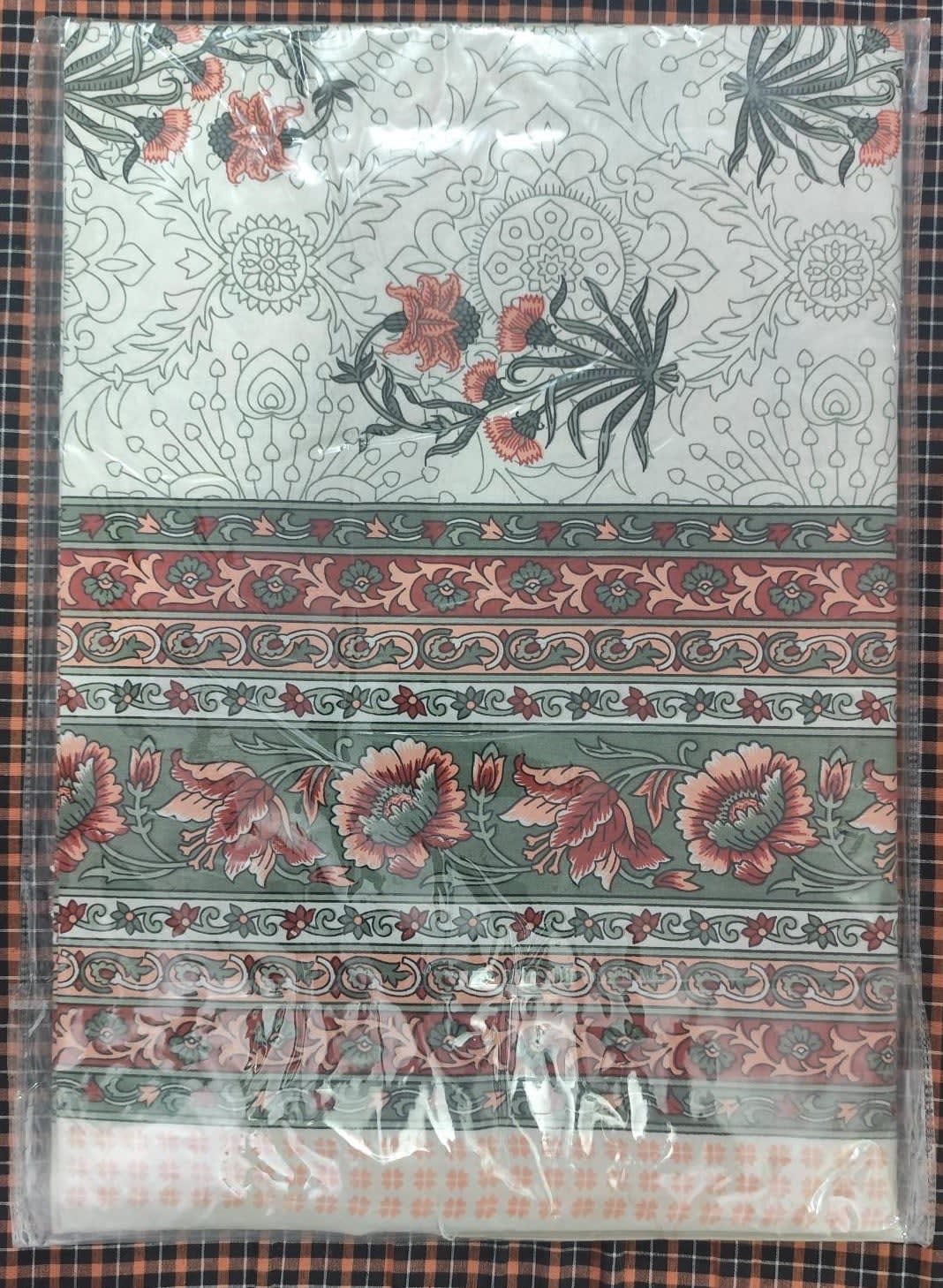 जयपुरी फ्लोरल प्रिंट कॉटन डबल बेडशीट, 93x108 इंच, 2 तकिए के कवर सहित - टेराकोटा रस्ट - photo 2