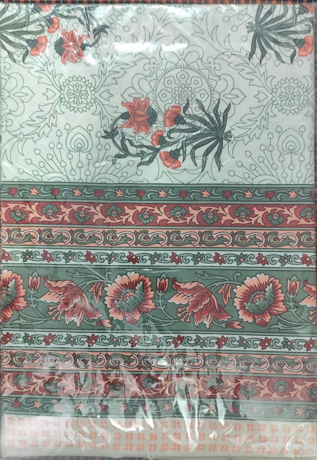 जयपुरी फ्लोरल प्रिंट कॉटन डबल बेडशीट, 93x108 इंच, 2 तकिए के कवर सहित - टेराकोटा रस्ट - photo 3
