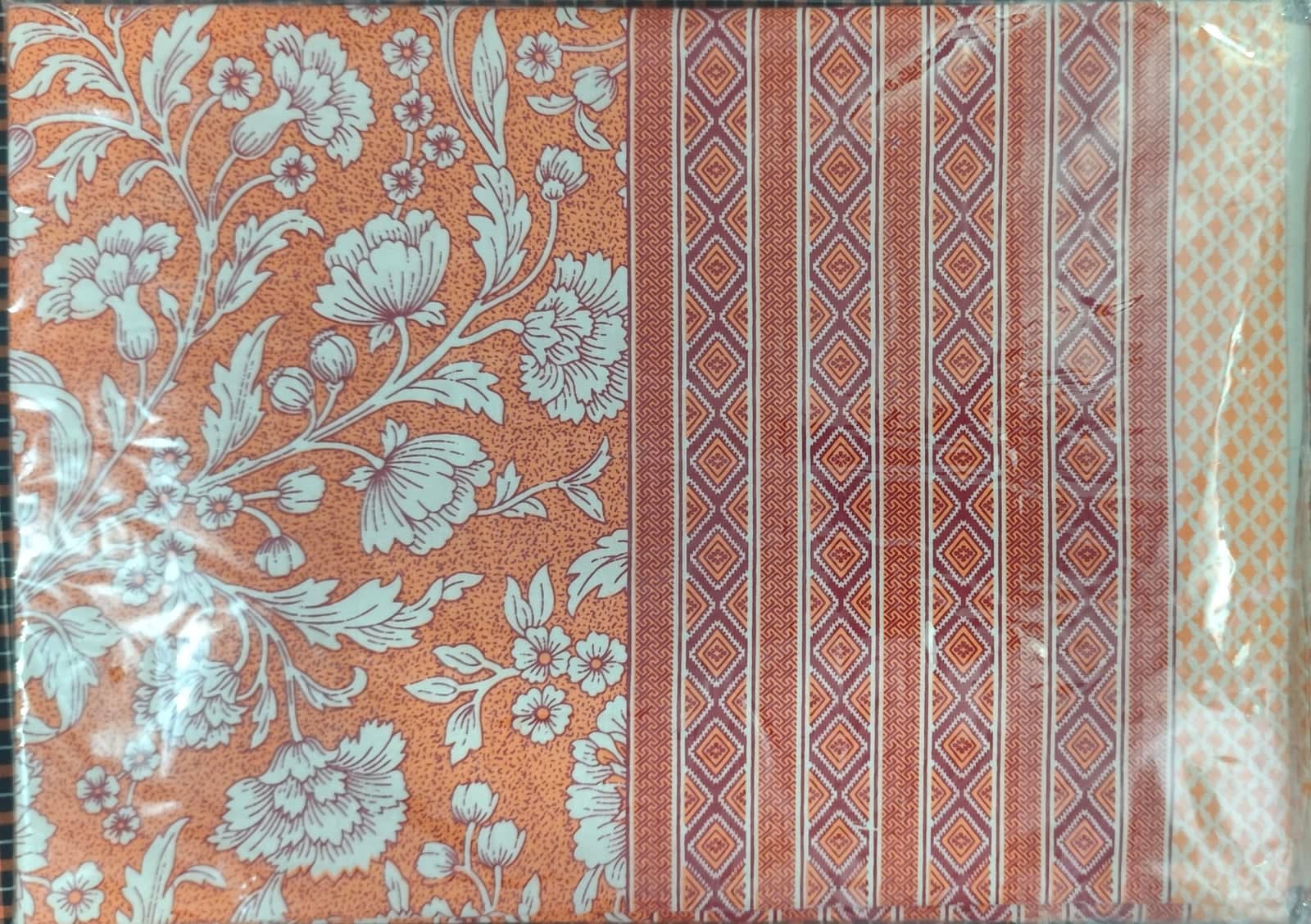 जयपुरी फ्लोरल प्रिंट कॉटन डबल बेडशीट, 93x108 इंच, 2 तकिए के कवर सहित - कोरल वाइन - photo 3
