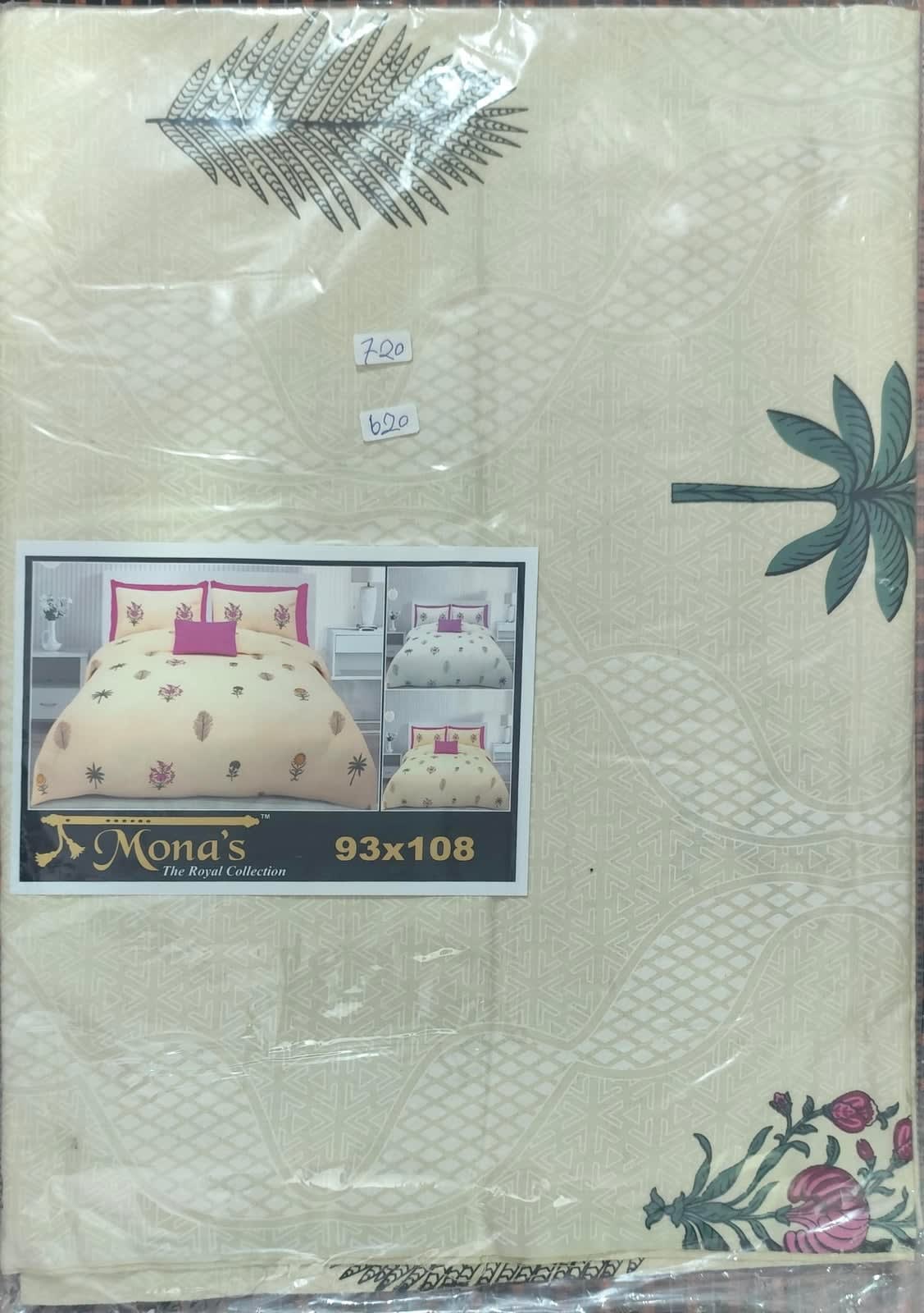 Botanical Print Cotton Double Bedsheet 93x108 Inches with 2 Pillow Covers - Magenta