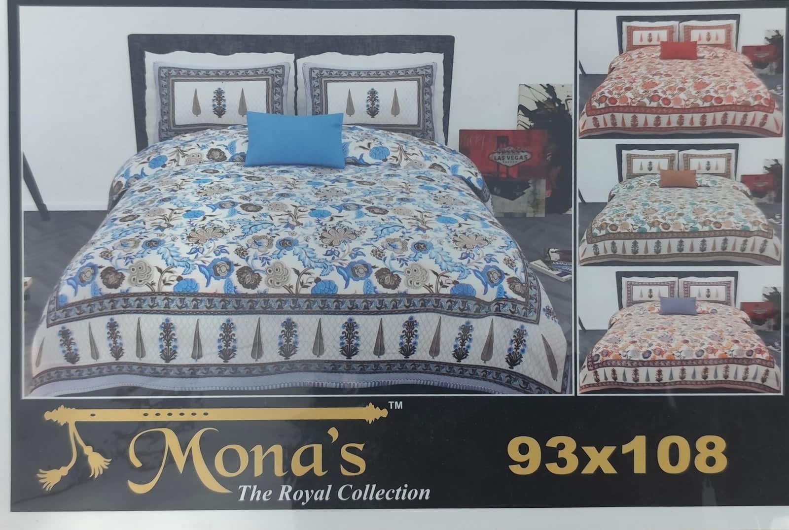 जयपुरी फ्लोरल प्रिंट कॉटन डबल बेडशीट, 93x108 इंच, 2 तकिए के कवर सहित - साइप्रस रस्ट - photo 3