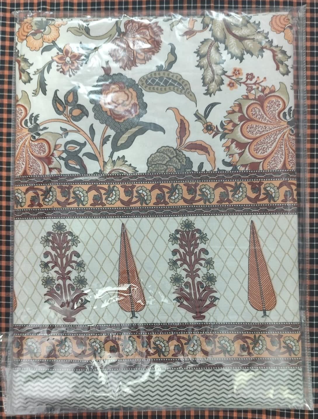 जयपुरी फ्लोरल प्रिंट कॉटन डबल बेडशीट, 93x108 इंच, 2 तकिए के कवर सहित - साइप्रस रस्ट - photo 5