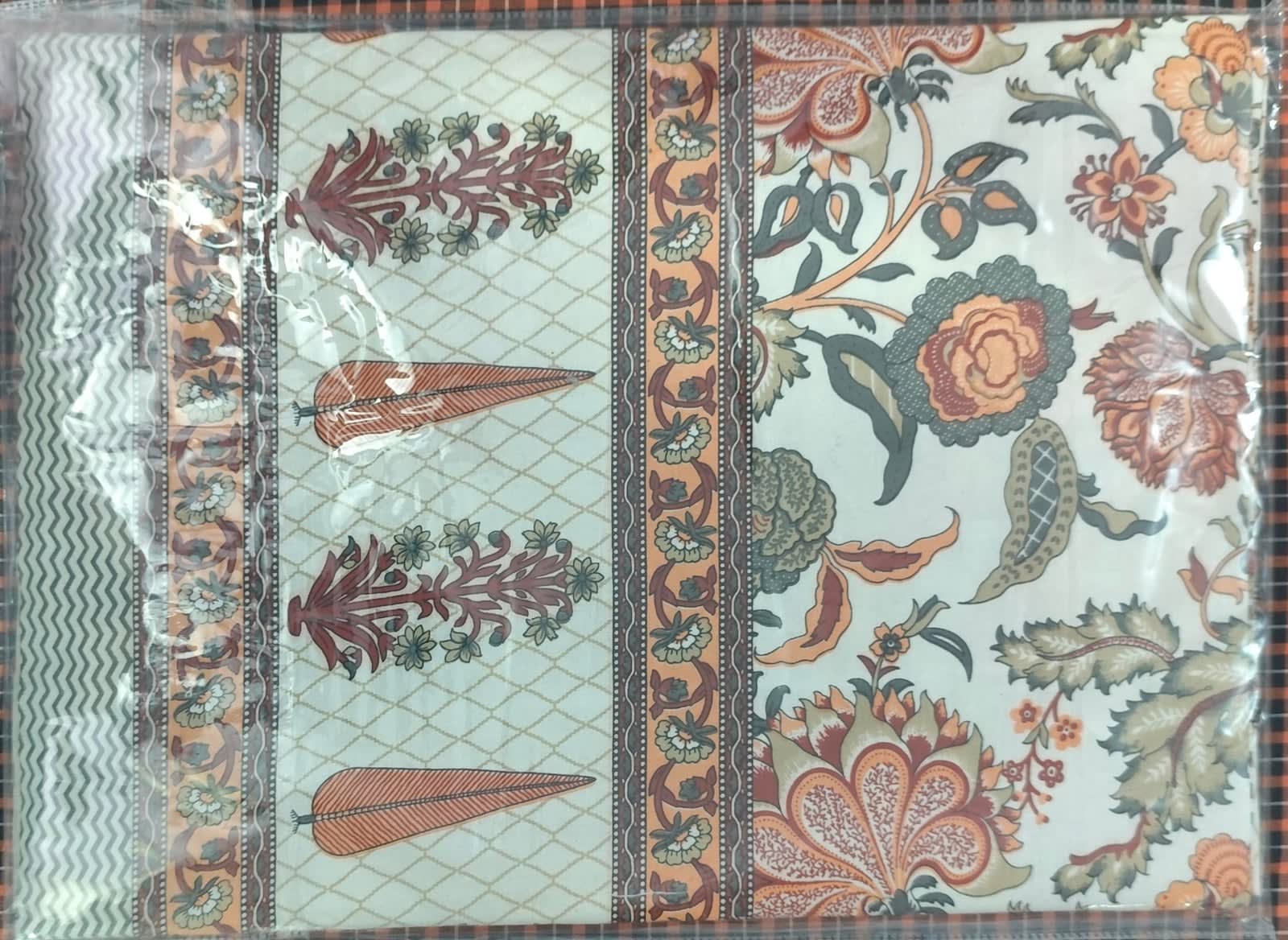 जयपुरी फ्लोरल प्रिंट कॉटन डबल बेडशीट, 93x108 इंच, 2 तकिए के कवर सहित - साइप्रस रस्ट - photo 6