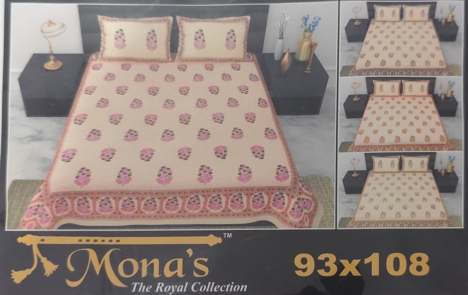 जयपुरी फ्लोरल प्रिंट कॉटन डबल बेडशीट, 93x108 इंच, 2 तकिए के कवर सहित - पाउडर ब्लू - photo 3