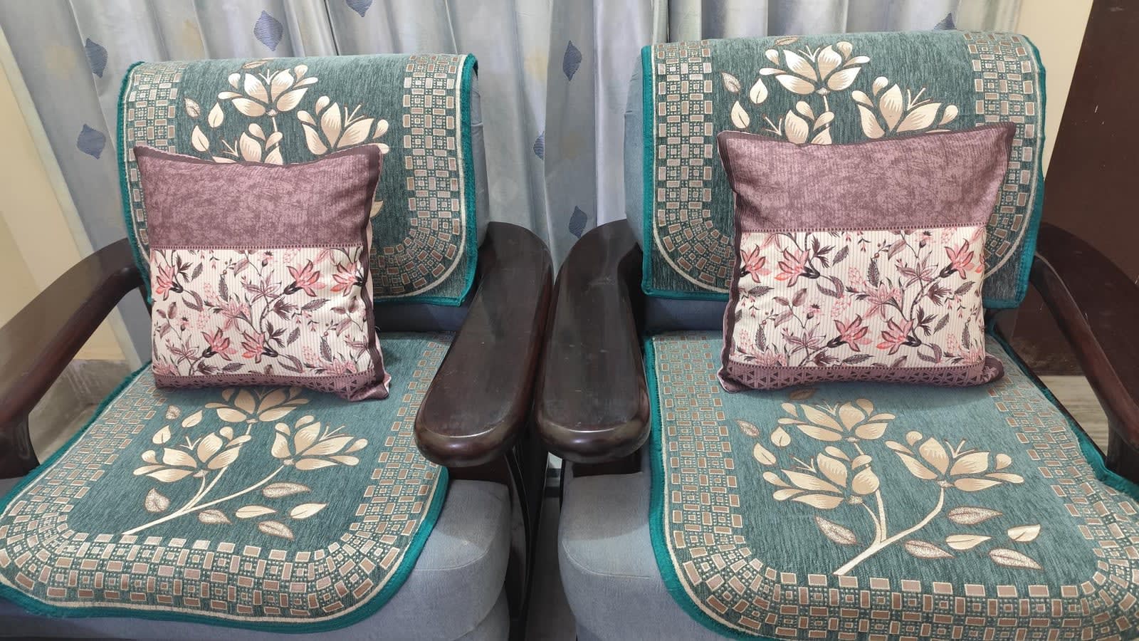 डस्टी मॉव फ्लोरल कुशन कवर 16x16 इंच - 5 का सेट - photo 7