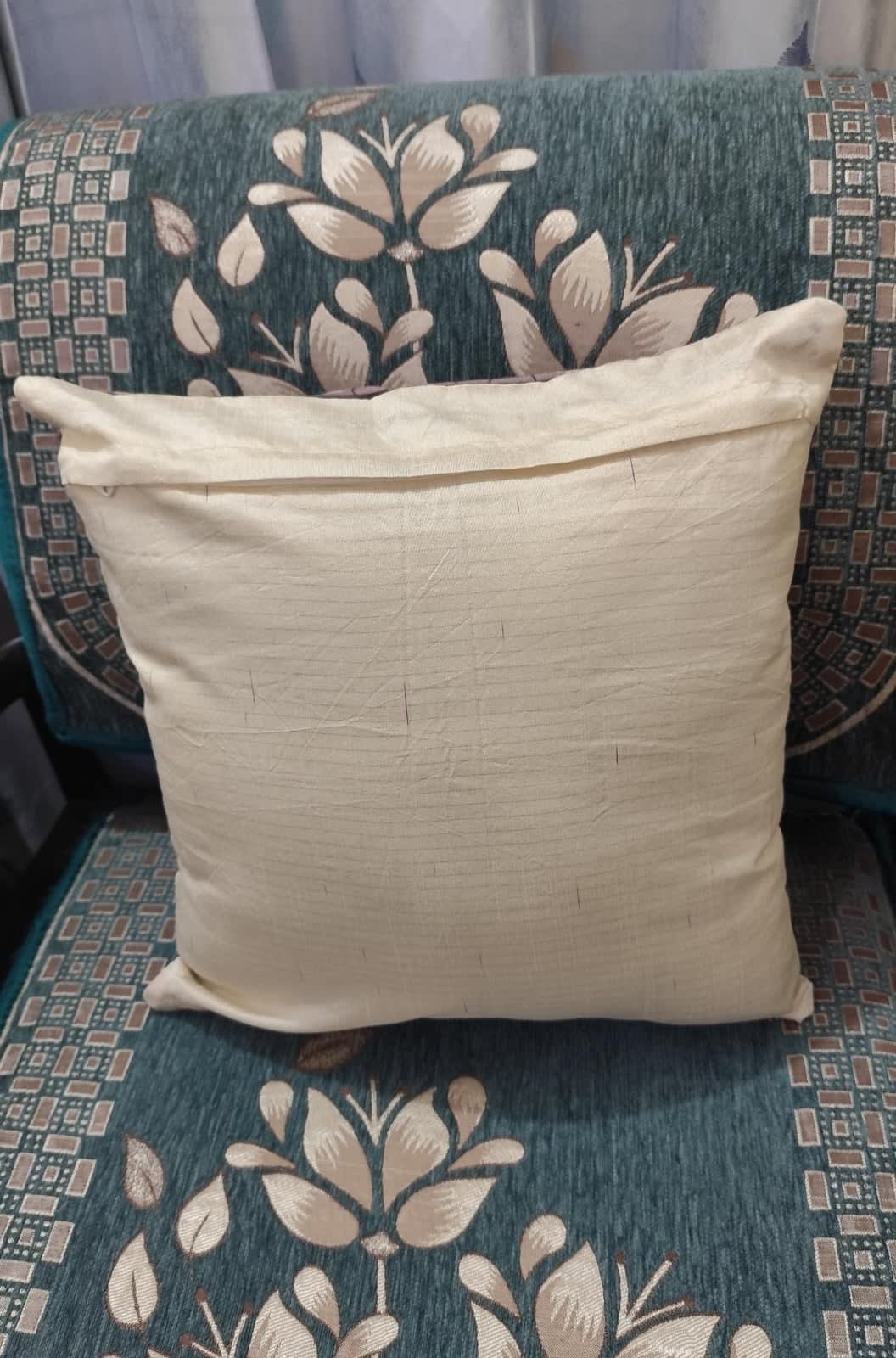 आइवरी ब्लश विंटेज स्क्रॉल बॉर्डर कुशन कवर 16x16 इंच - 5 का सेट - photo 2